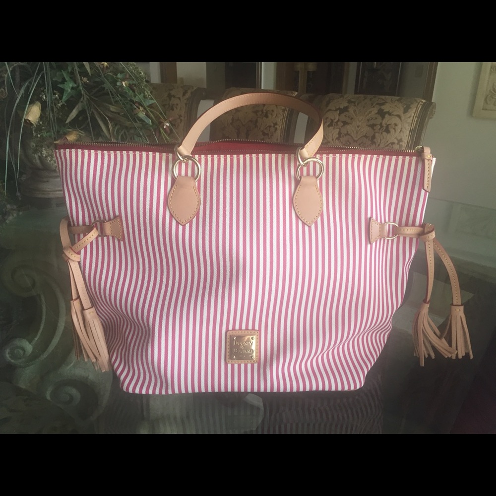 Dooney & Bourke red and white striped tote